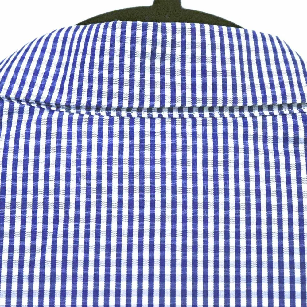 Amazing Gracila Blue & White Gingham Collared Long Sleeve Blouse Size M NWT - Picture 9 of 12
